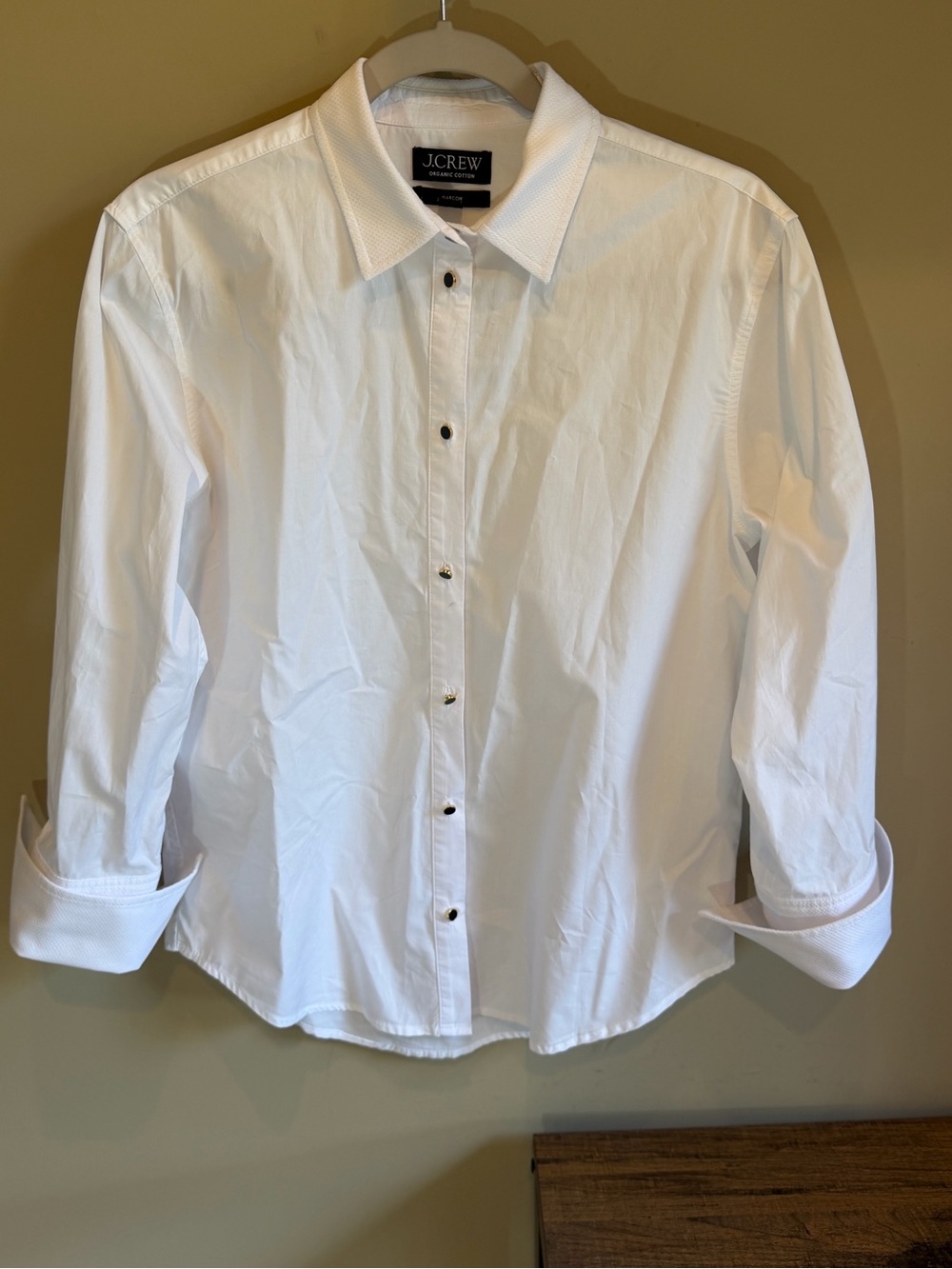 J. Crew Garçon Tuxedo Shirt Cotton Poplin BV830 French Cuff Enamel Buttons Sz 4